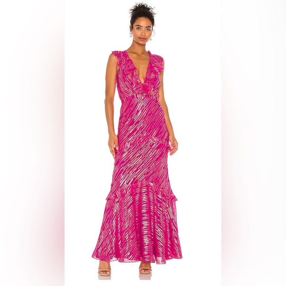 Pink Metallic Saloni Rita Dress Size 2 Worn Once